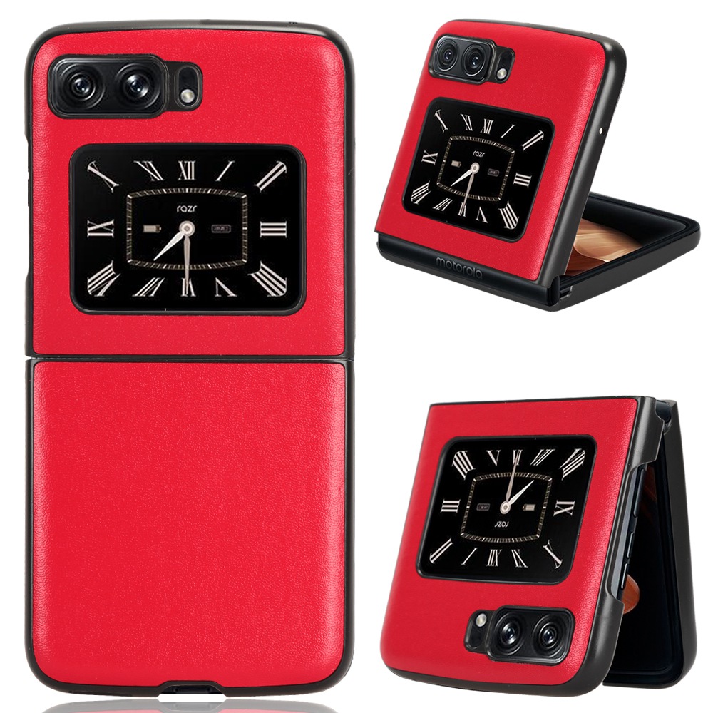 

Für Motorola Moto Razr 2022 5G PU Leder Beschichtete Pc-telefonschale Anti-kratzer Anti-schlupf-schockschutzschutzabdeckung - Rot, Motorola Moto Razr 2022 5G