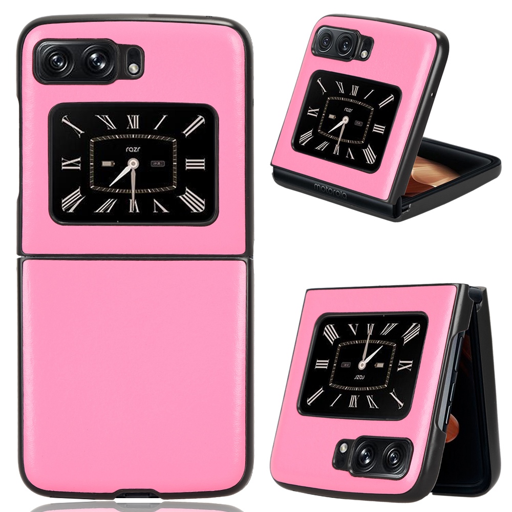 

Für Motorola Moto Razr 2022 5G PU Leder Beschichtete Pc-telefonschale Anti-kratzer Anti-schlupf-schockschutzschutzabdeckung - Rosa, Motorola Moto Razr 2022 5G