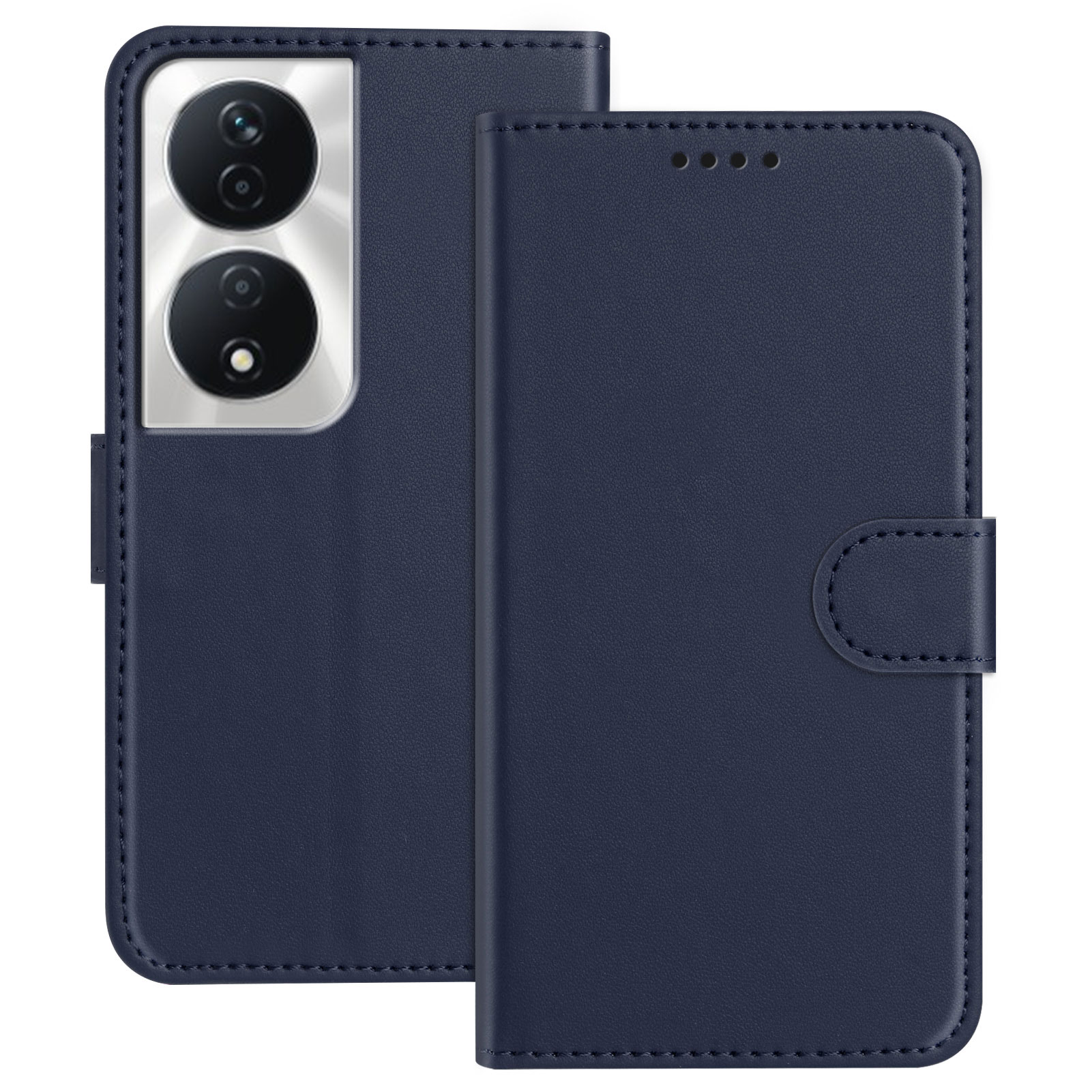 For Honor X7b 5G / Honor 90 Smart / Honor Play 50 Plus 5G / Honor X7b 4G Leather Case Wallet Stand Solid Color Anti Drop Phone Cover - Blue