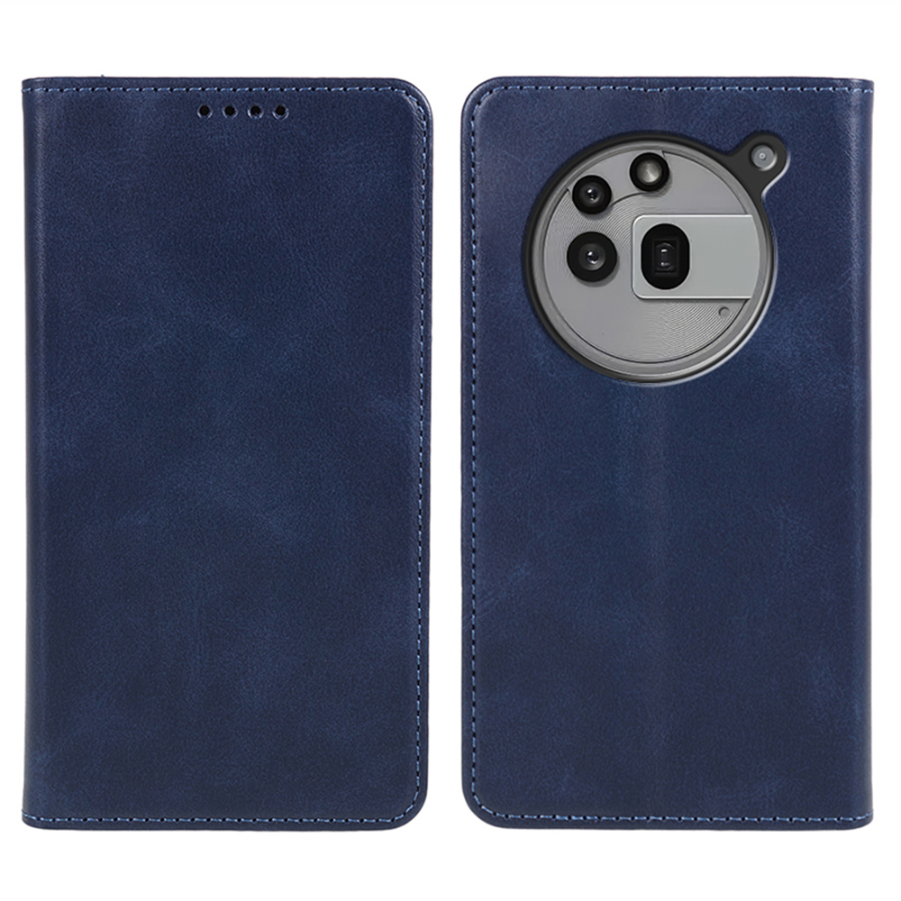 For Nothing Phone (3a) Pro Case Strong Magnetic PU Leather Phone Cover Calf Texture - Blue