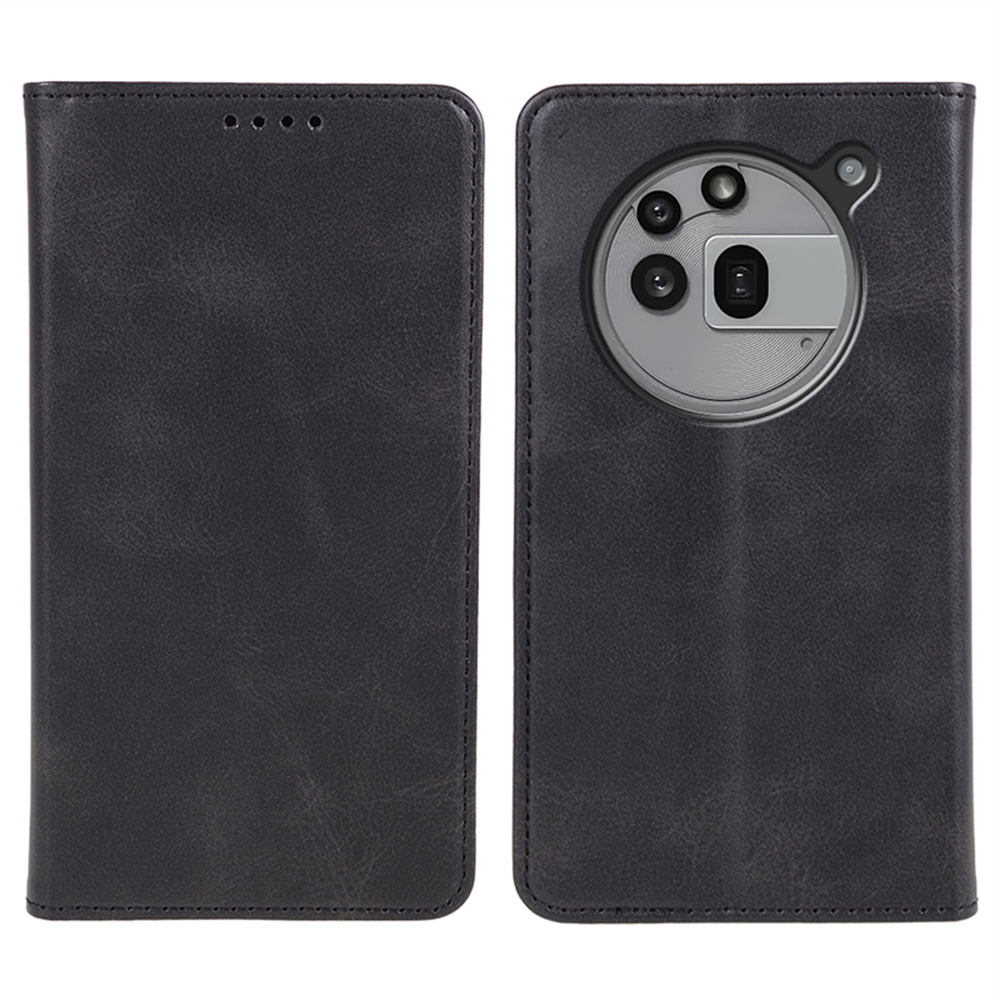 For Nothing Phone (3a) Pro Case Strong Magnetic PU Leather Phone Cover Calf Texture - Black