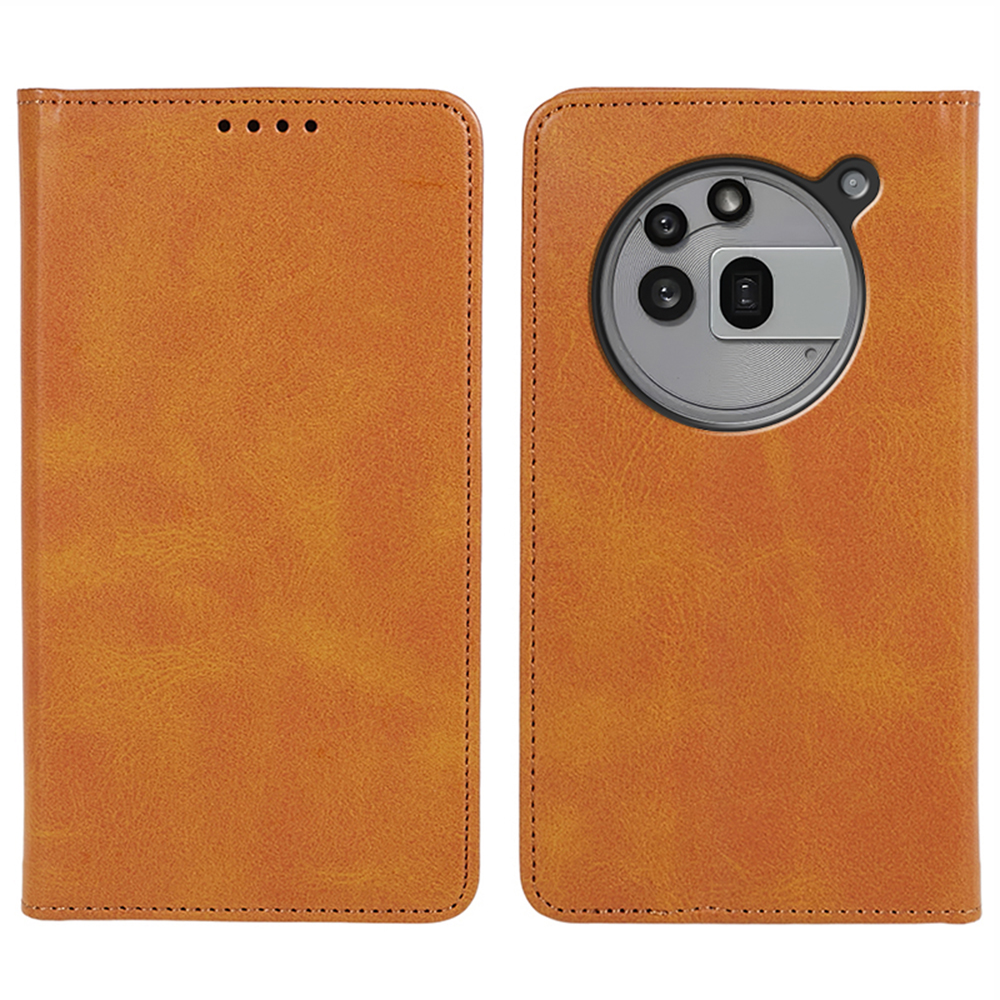 For Nothing Phone (3a) Pro Case Strong Magnetic PU Leather Phone Cover Calf Texture - Khaki