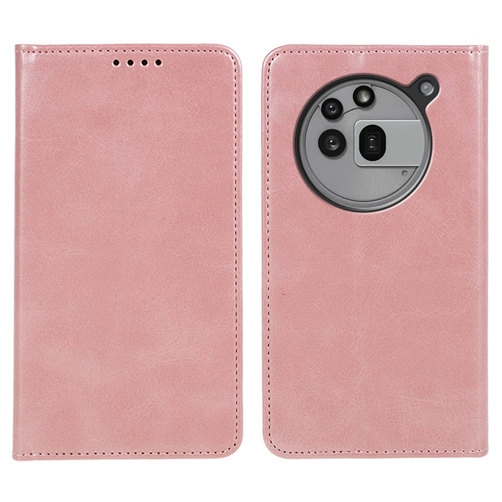 For Nothing Phone (3a) Pro Case Strong Magnetic PU Leather Phone Cover Calf Texture - Rose Gold