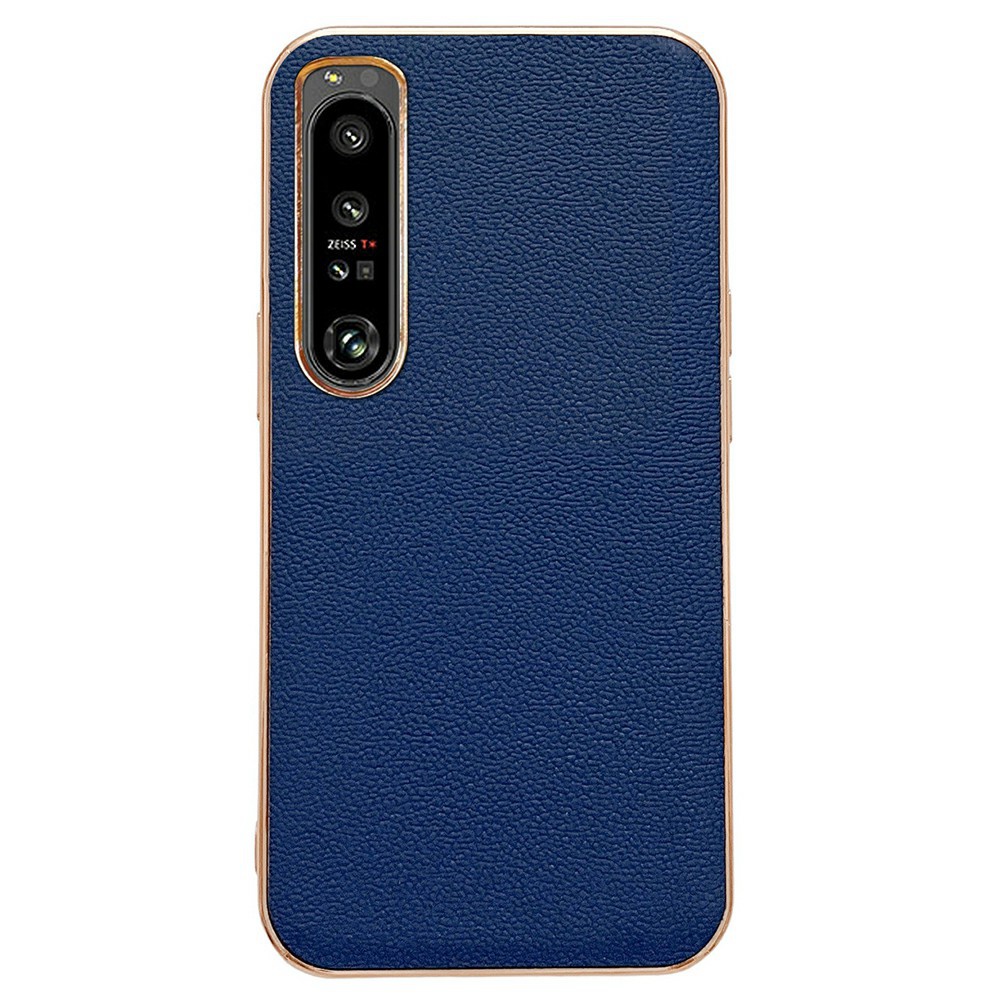 

Für Sony Xperia 1 IV 5G Echtes Leder -elektroplating -telefonhülle Hartes PC Soft TPU Kratzfestes Rückzugabdeckung - Blau, Sony Xperia 1 IV 5G