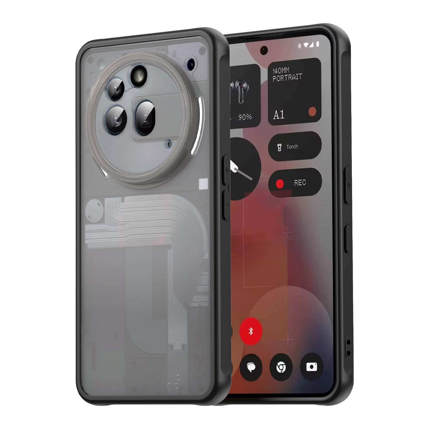 For Nothing Phone (3a) Pro Case Drop Proof Airbags Frosted Translucent PC + TPU Phone Back Cover - Black