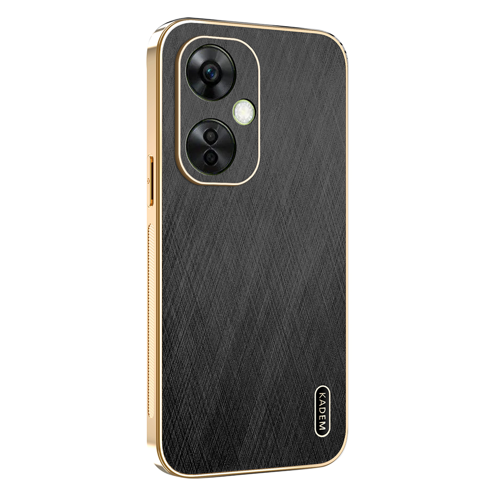 KADEM For OnePlus Nord CE 3 Lite 5G / Nord N30 5G Case Electroplating Silk Texture PU + TPU Phone Back Cover - Black