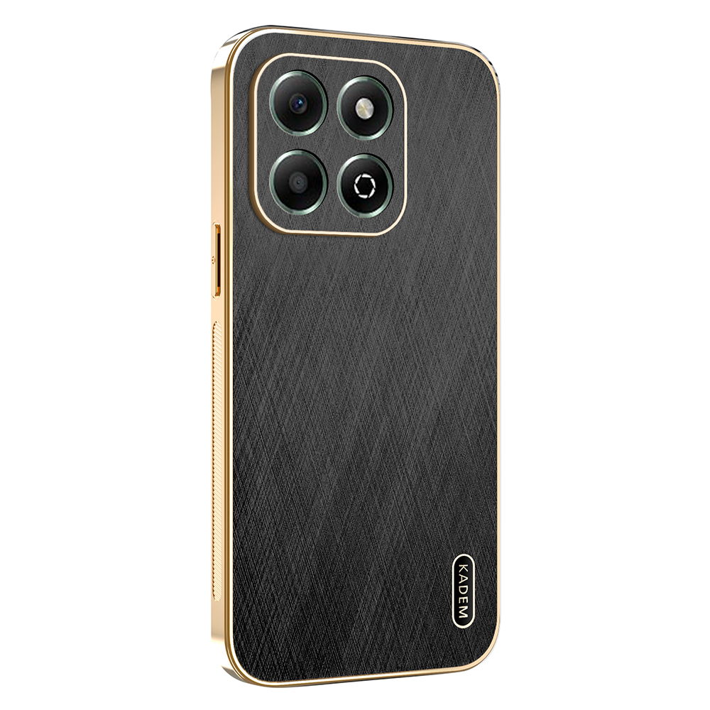 KADEM For Honor X6b 4G Case Electroplating Silk Texture PU + TPU Phone Back Cover - Black