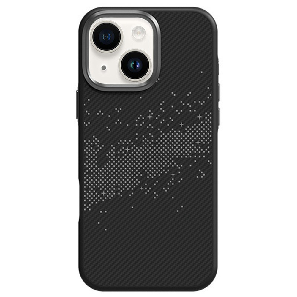For iPhone 14 / 13 Case Milky Way Pattern TPU + PC Anti Fingerprint Phone Back Cover - Grey