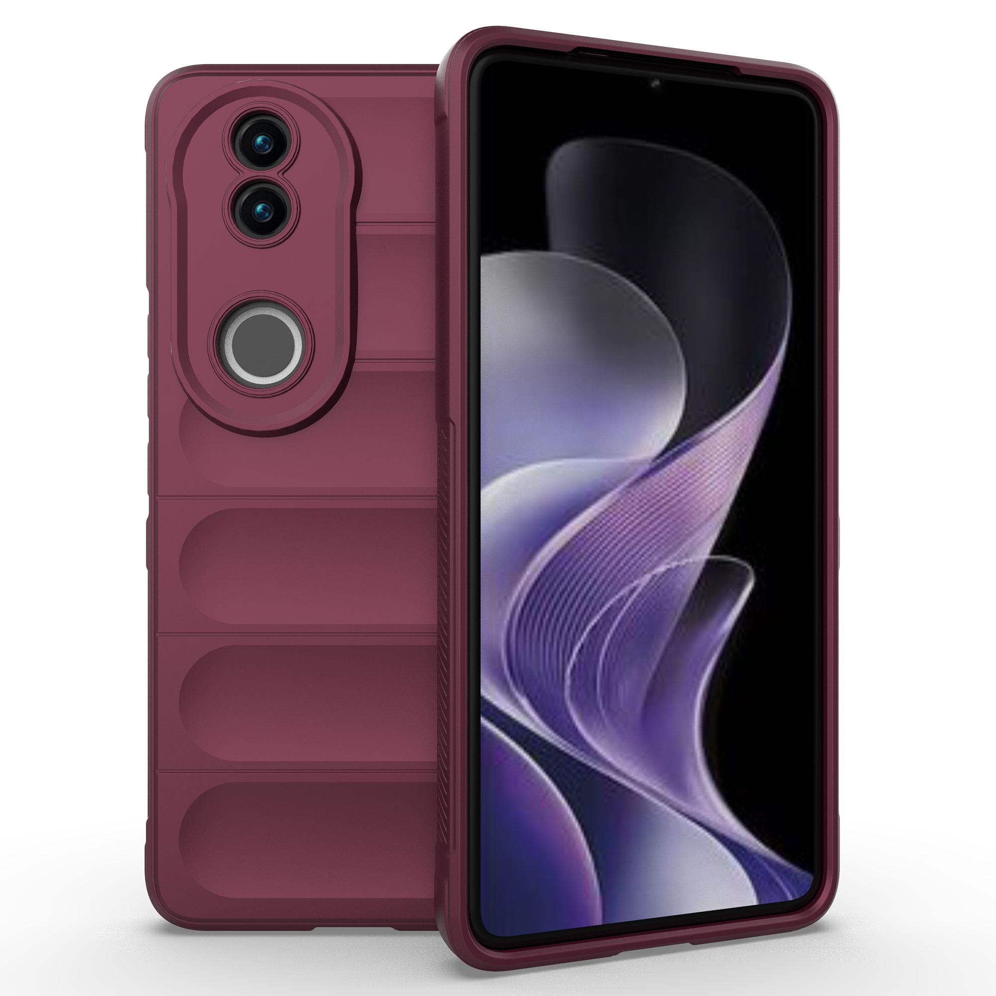 For vivo V50 5G Case Anti-Drop Soft TPU Rugged Phone Back Cover - Wine Red