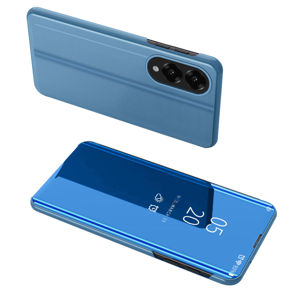 For Samsung Galaxy S25 Edge Case View Window Stand Leather Flip Phone Cover - Sky Blue