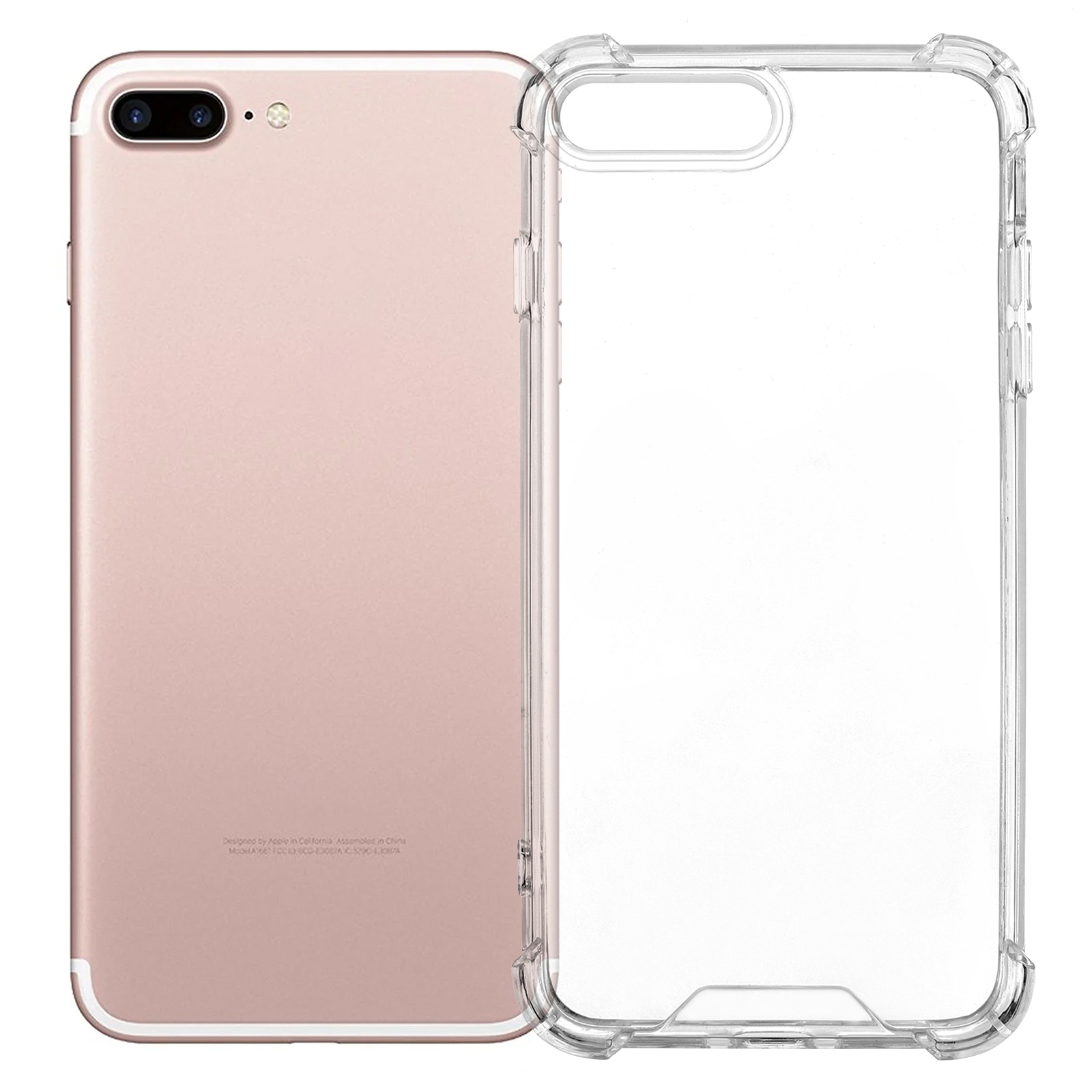 For iPhone 8 Plus / 7 Plus Case Reinforced Corners TPU Frame + Acrylic Back Phone Cover