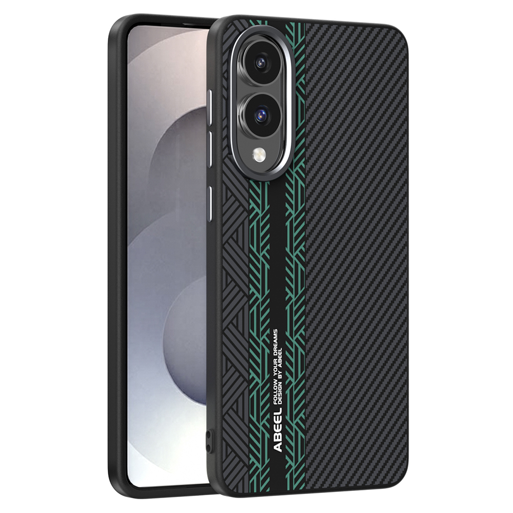 ABEEL For Samsung Galaxy S25 Edge Magnetic Case PC + TPU + Aluminum Alloy + PU Leather Slim Phone Back Cover - Texture 2