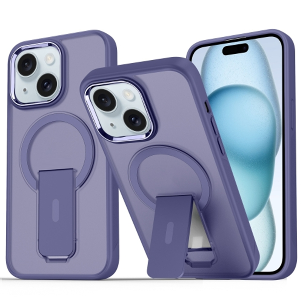 For iPhone 14 / 13 Case Compatible with MagSafe PC + TPU Phone Cover with Kickstand - Dark Purple