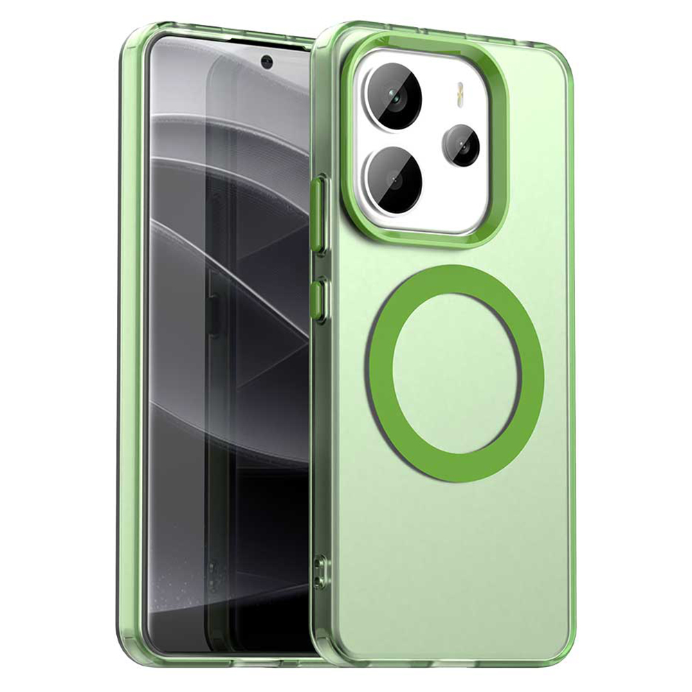 For Xiaomi Redmi Note 14 4G (164.84mm) Case Magnetic Case Anti Drop Hybrid Phone Back Cover - Green