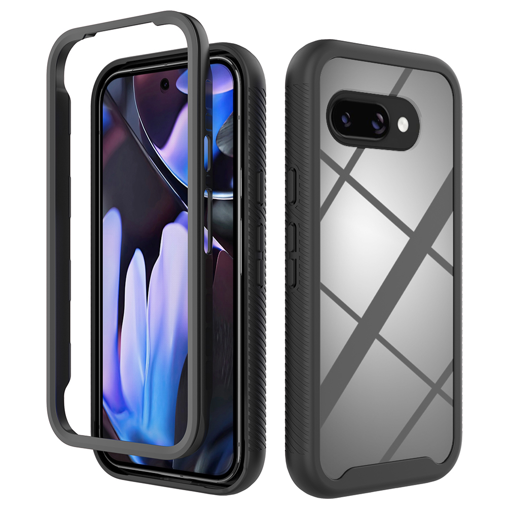 For Google Pixel 9a Case Anti Drop 2 in 1 PC + TPU Phone Cover - Black