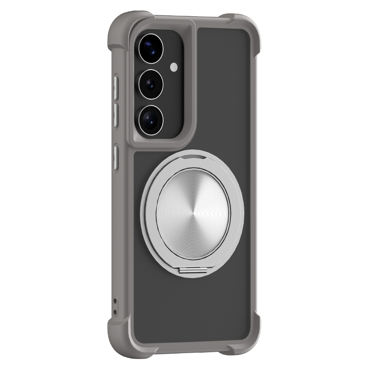 For Samsung Galaxy A16 4G / 5G Magnetic Case CD Vein Kickstand TPU + PC Phone Cover - Grey