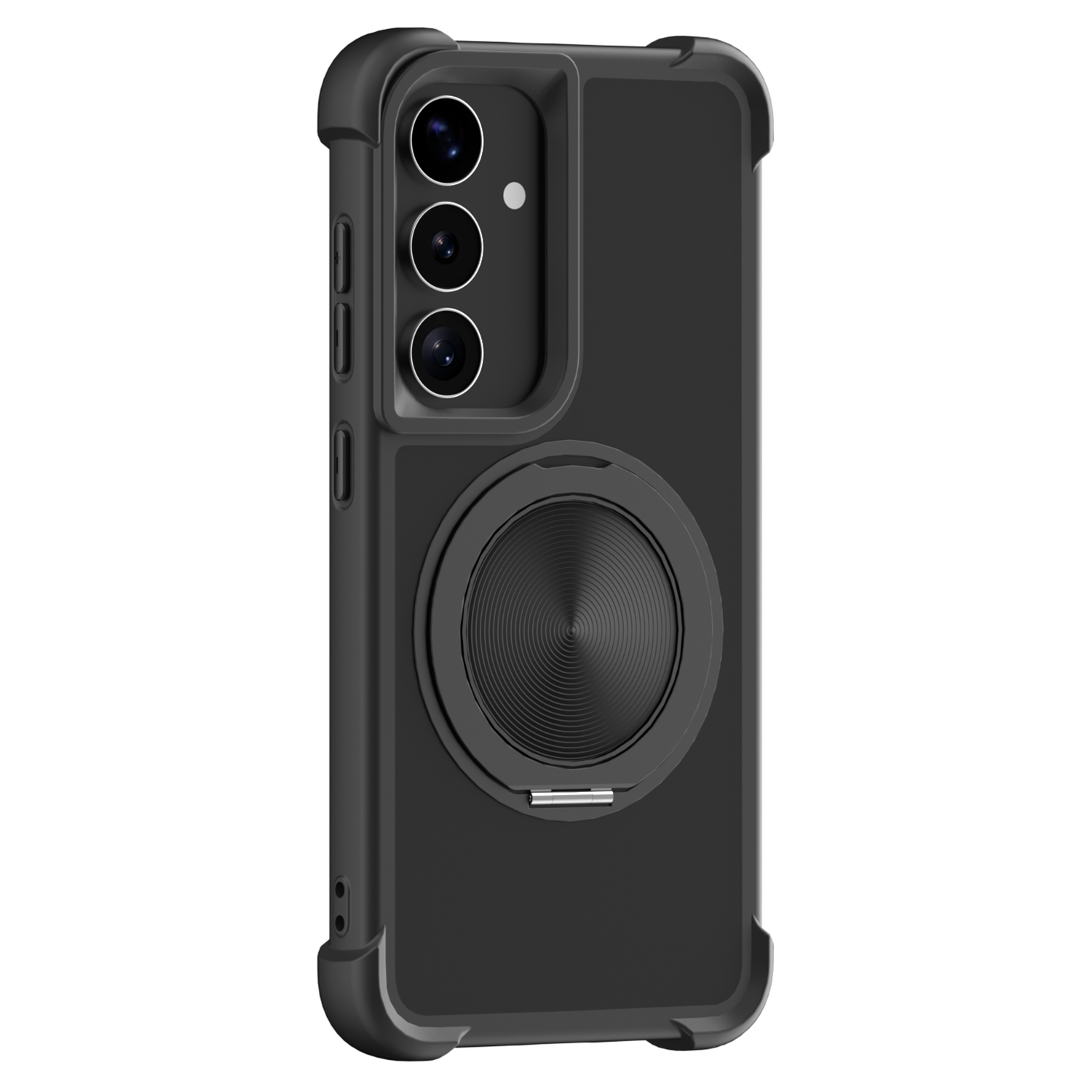 For Samsung Galaxy A16 4G / 5G Magnetic Case CD Vein Kickstand TPU + PC Phone Cover - Black