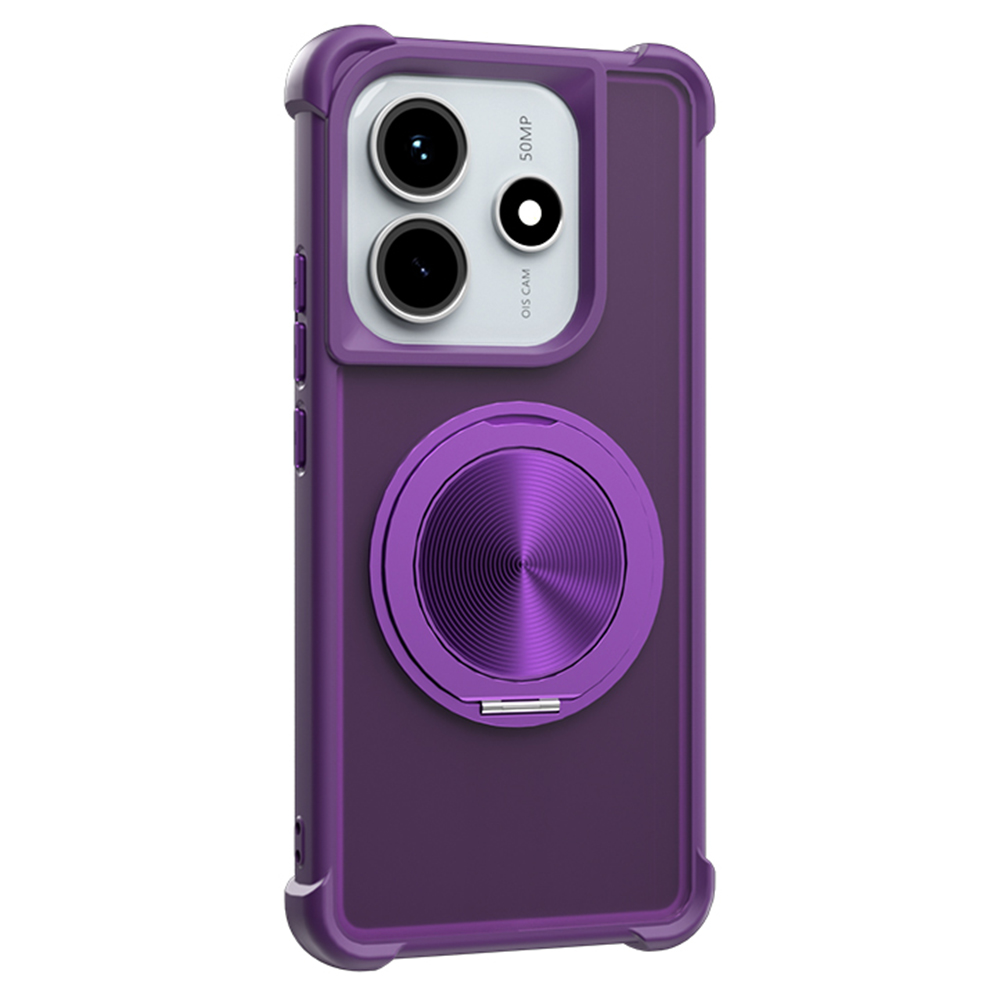 For Xiaomi Redmi Note 14 5G Magnetic Case CD Vein Kickstand TPU + PC Phone Cover - Purple