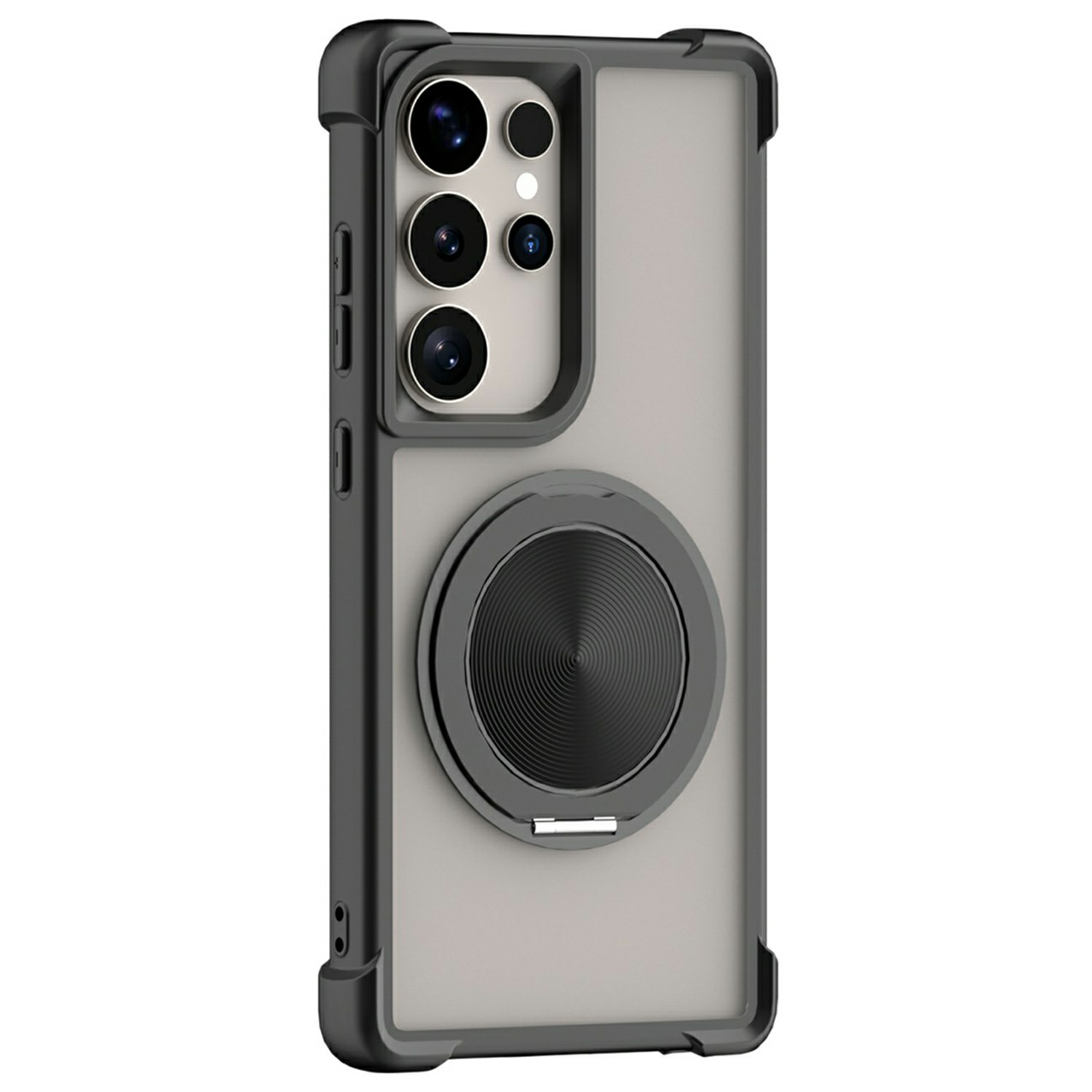 For Samsung Galaxy S25 Ultra Magnetic Case CD Vein Kickstand TPU + PC Phone Cover - Black