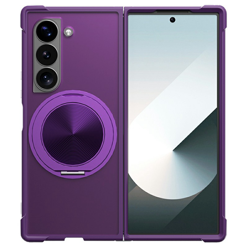 For Samsung Galaxy Z Fold5 5G Magnetic Case CD Vein Kickstand TPU + PC Phone Cover - Purple