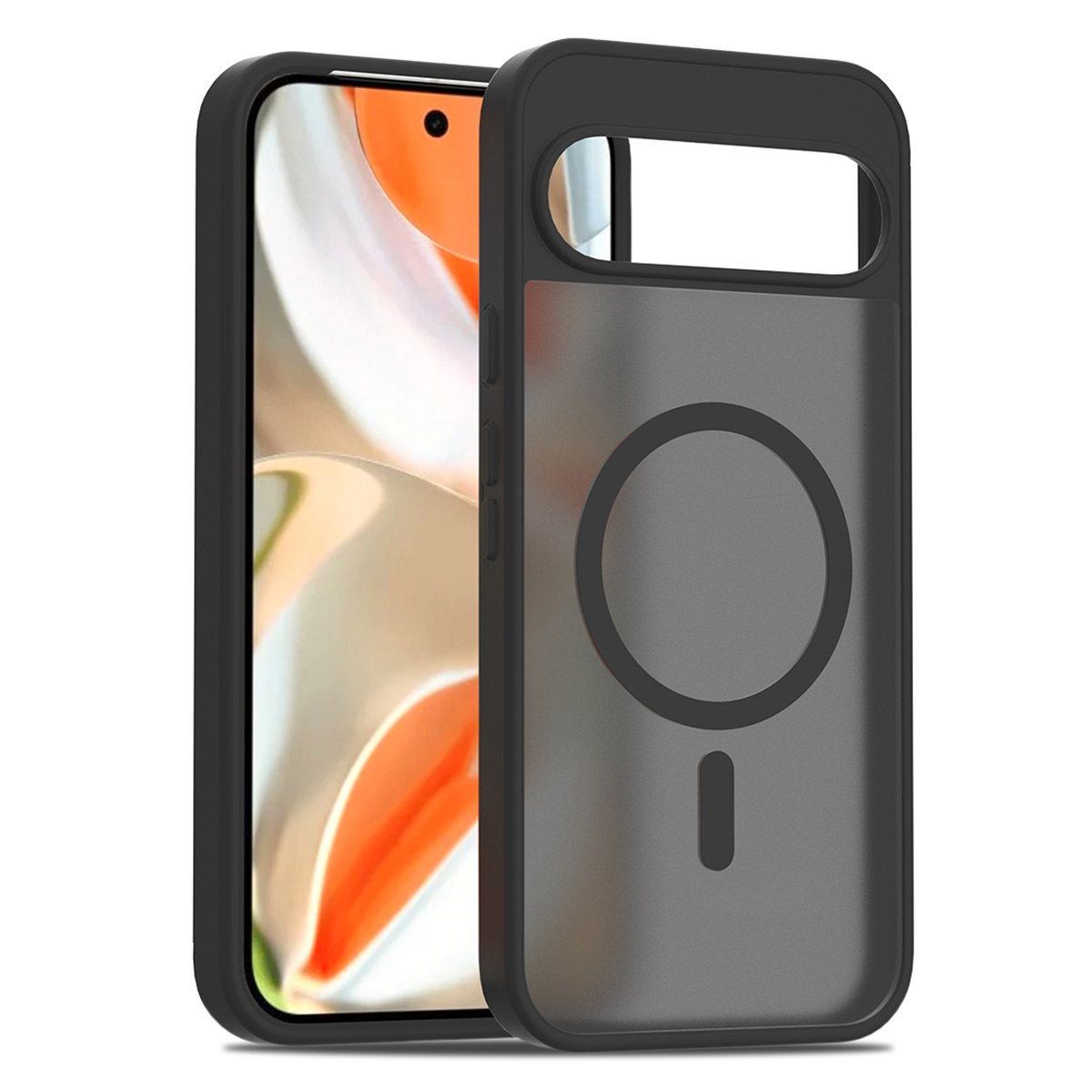 For Google Pixel 9 Pro XL Magnetic Case TPU Frame Acrylic Back Phone Cover Skin Touch - Black
