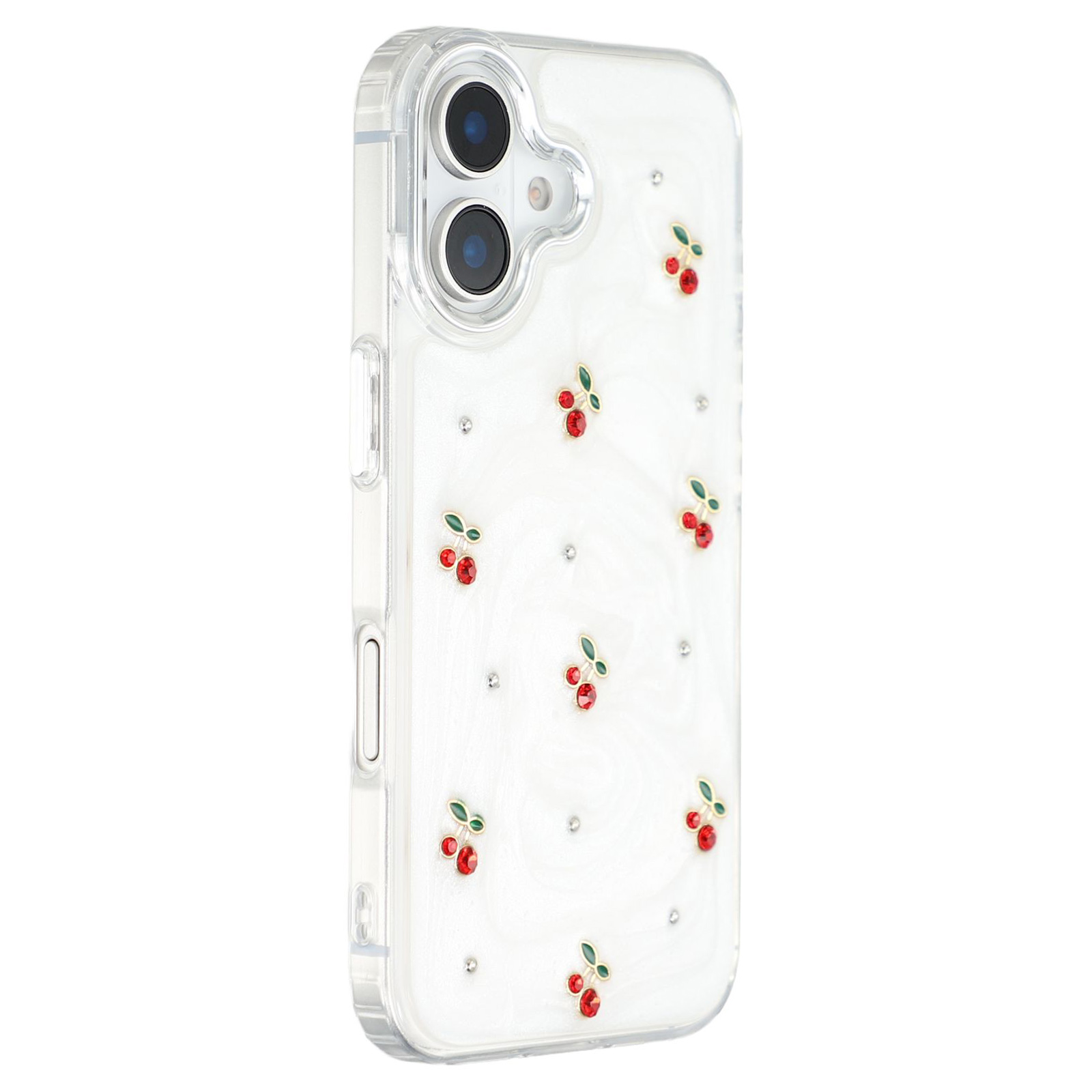 For iPhone 16 Case 3D Epoxy Cherry Design Soft TPU Back Cover