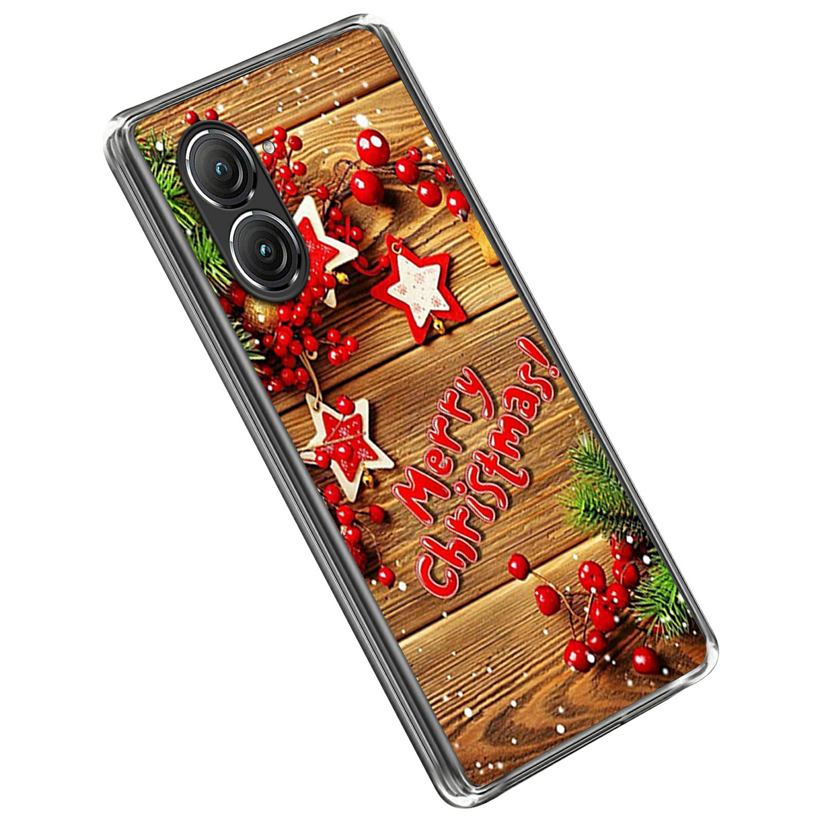 

Für Asus Zenfone 9 5G Christmas Series Muster Printing Tpu-rückdecke Drop-proof-slim-handy-hülle - Rote Frohe Weihnachten, Asus Zenfone 9 5G