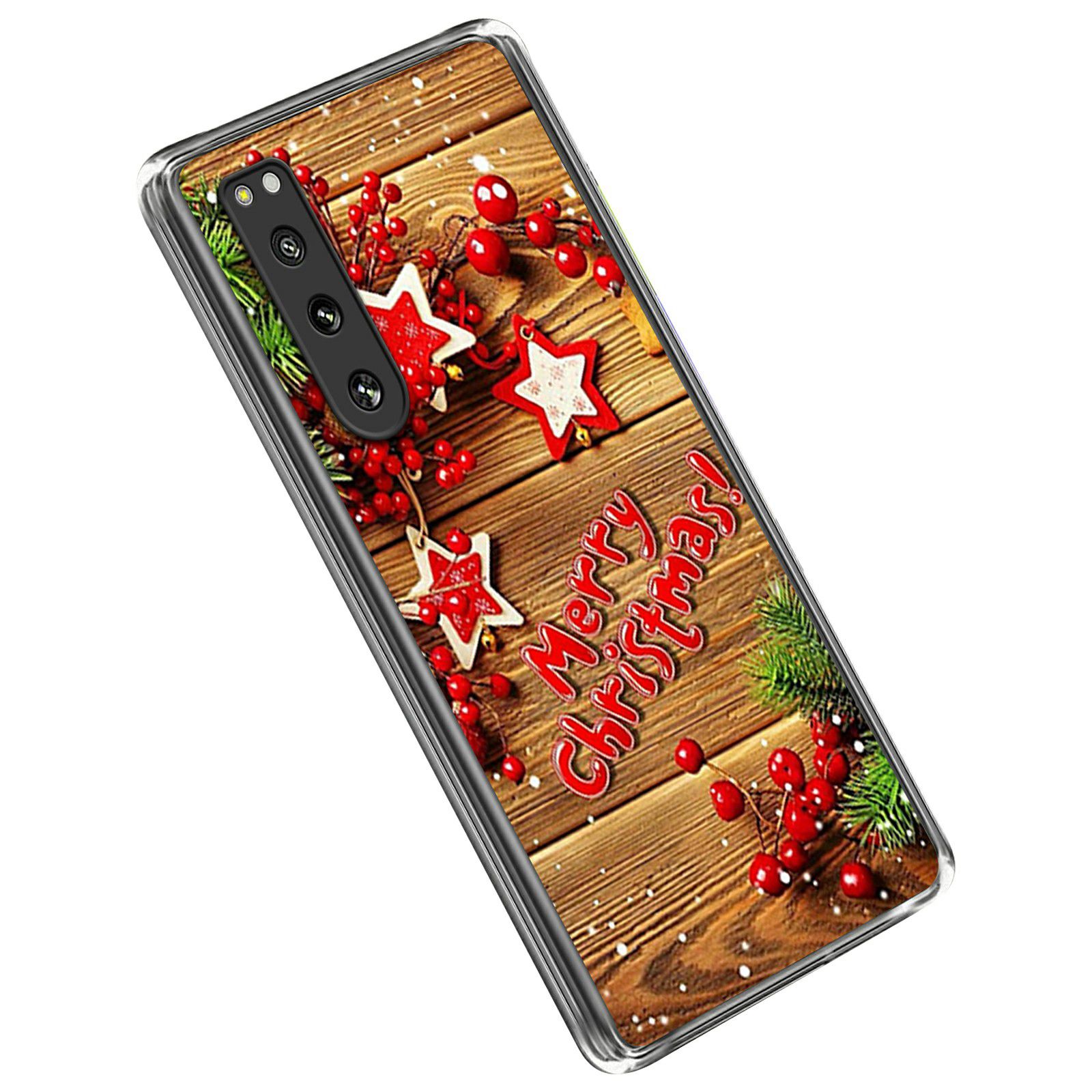 

Weihnachtserie TPU -telefonabdeckung Für Sony Xperia 5 IV 5G, Stoßdämpfer Muster Druckmobile Handy Fall - Rote Frohe Weihnachten, Xperia 5 IV 5G