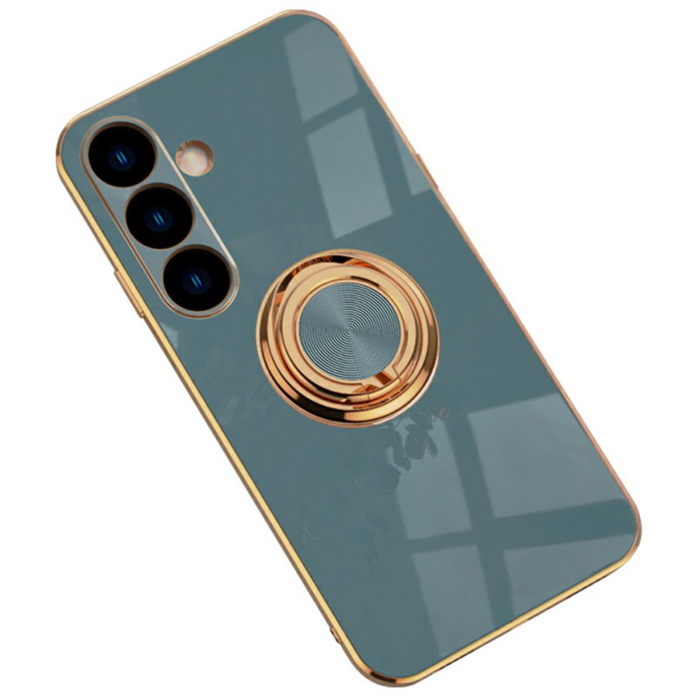 For Samsung Galaxy A35 5G Case Precise Cutouts 6D Electroplating TPU Phone Cover with Ring Holder - Grey