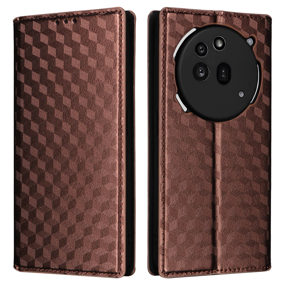 For Nothing Phone (3a) Pro Case Wallet Rhombus Imprinted Leather Phone Cover - Brown