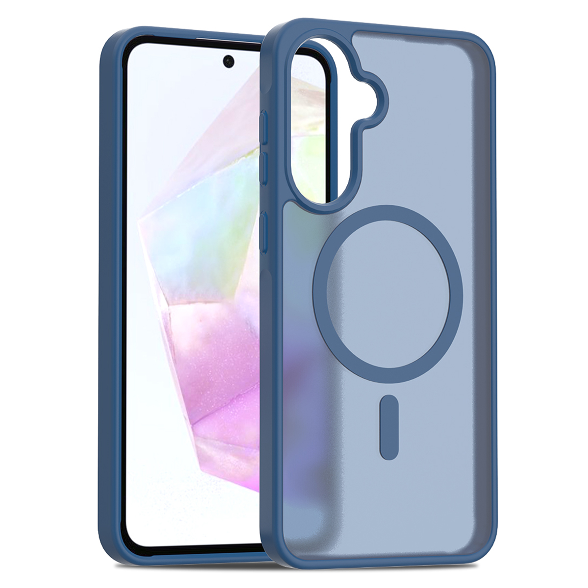 For Samsung Galaxy A36 5G / A56 5G Magnetic Case TPU Frame Acrylic Back Phone Cover Skin Touch - Blue
