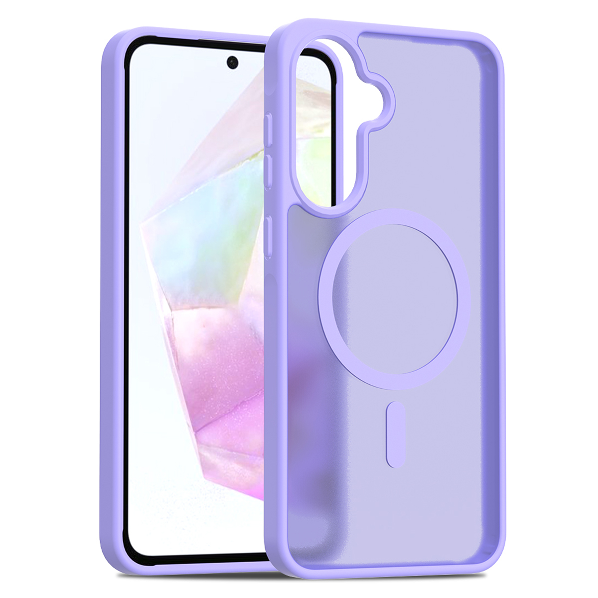 For Samsung Galaxy A36 5G / A56 5G Magnetic Case TPU Frame Acrylic Back Phone Cover Skin Touch - Purple