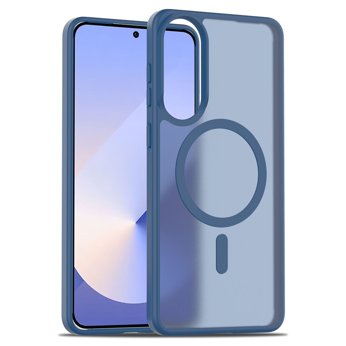 For Samsung Galaxy S25 Edge Magnetic Case TPU Frame Acrylic Back Phone Cover Skin Touch - Blue