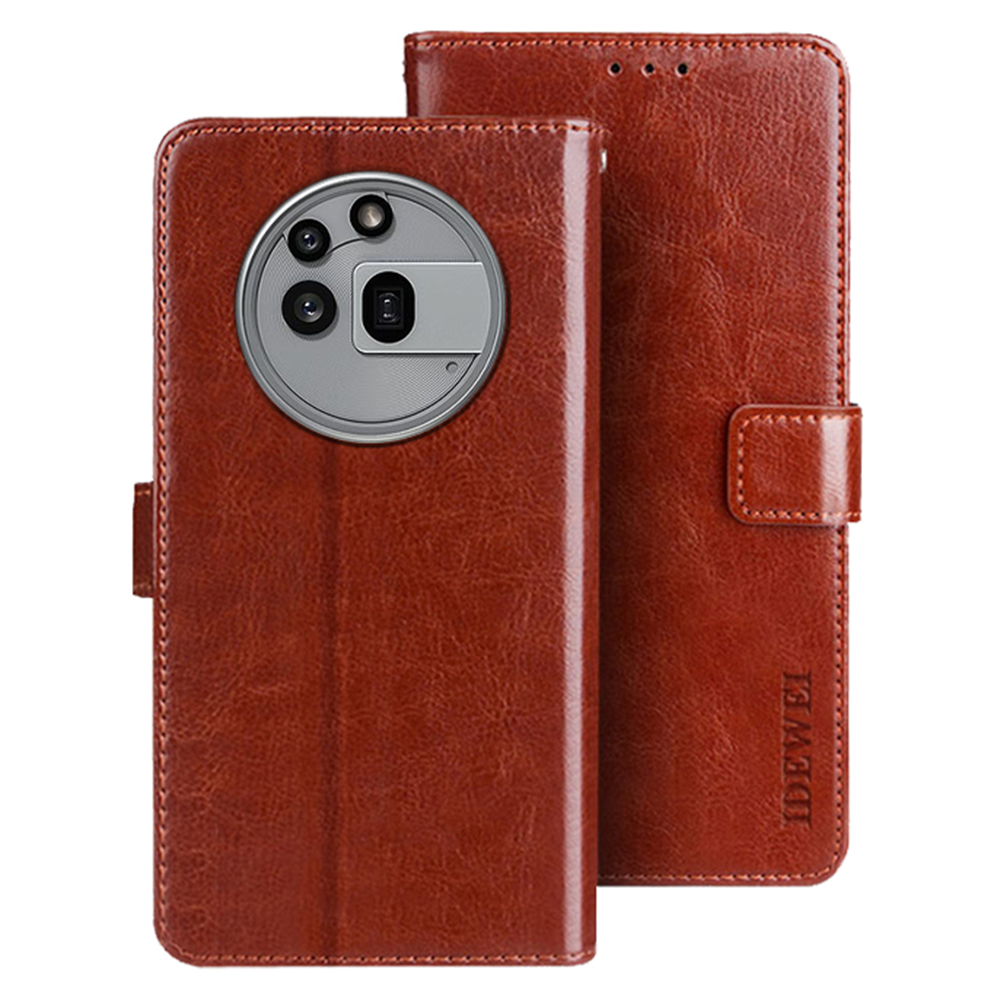 IDEWEI For Nothing Phone (3a) Pro Stand Case Crazy Horse Texture Leather Phone Cover - Brown