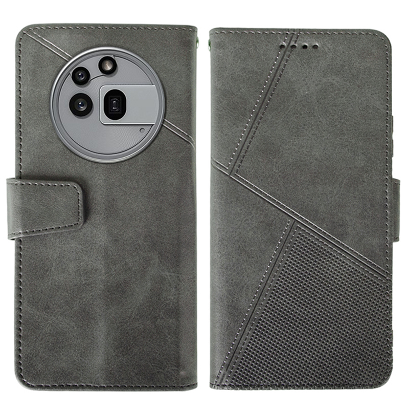 IDEWEI For Nothing Phone (3a) Pro Case Leather Wallet Phone Cover Stand Calf Texture - Grey