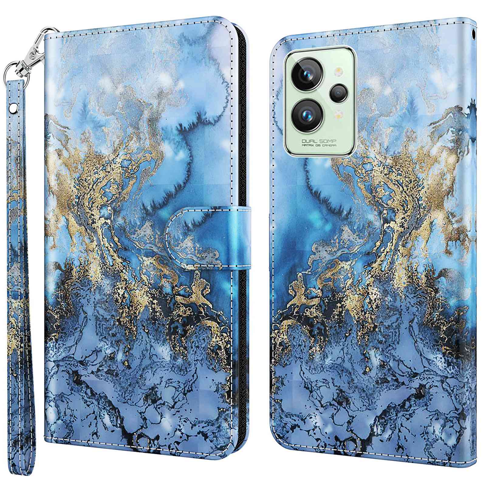 

Für Realme GT2 Pro Farbige 3D -muster -druckbrieftaschenhülle PU -leder -ständer Handtasche Flip -abdeckung Mit Riemen - Bauhinia Valley, Realme GT2 Pro