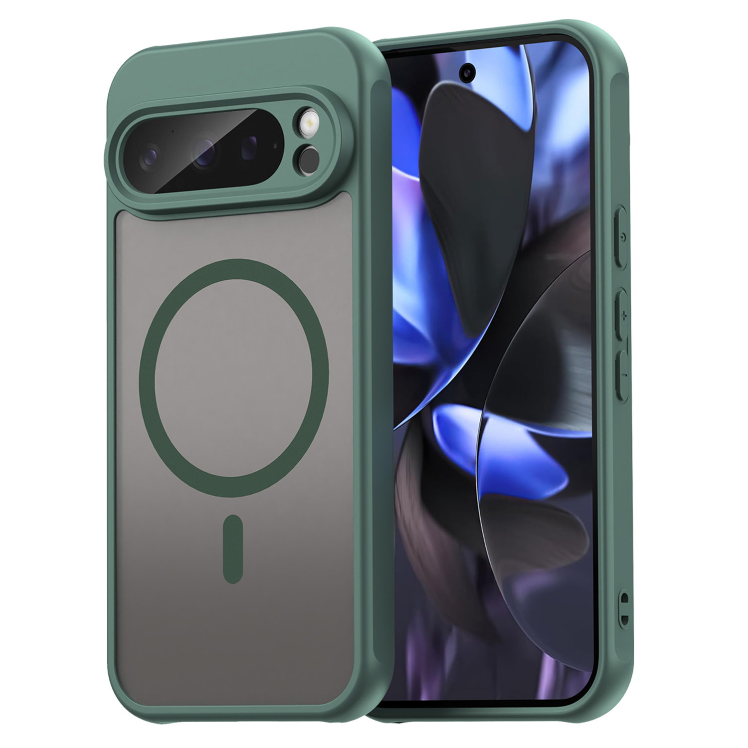 For Google Pixel 9 / 9 Pro Magnetic Case Anti Drop PC + TPU Phone Cover - Green