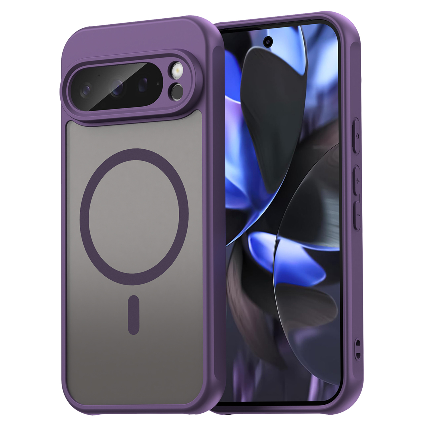 For Google Pixel 9 / 9 Pro Magnetic Case Anti Drop PC + TPU Phone Cover - Purple