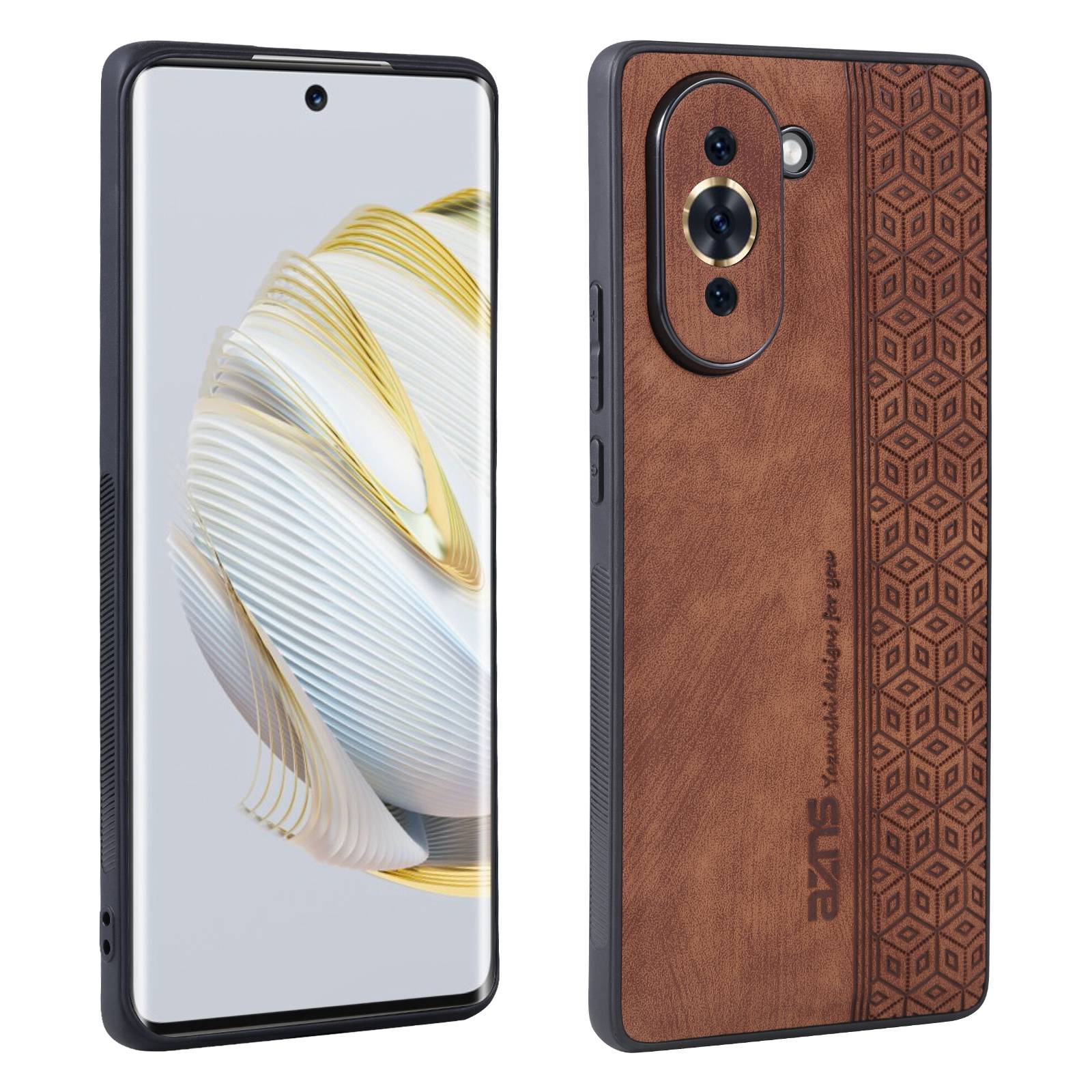 

AZNS Eingeprägte Muster-telefonabdeckung Für Huawei Nova 10 4G, PU Lederbeschichtete TPU Drop-sode Back Hülle - Braun, Huawei nova 10 4G