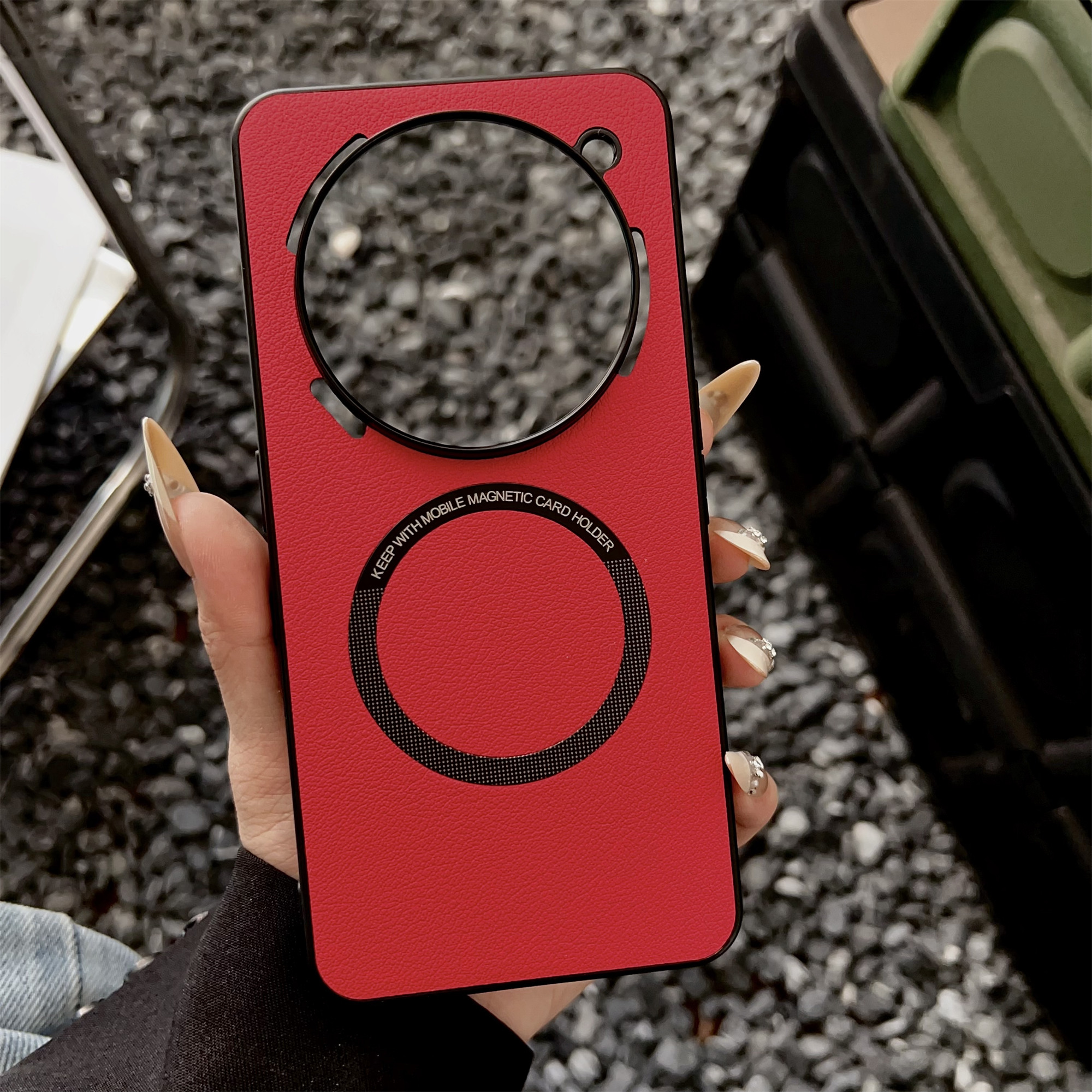 For Nothing Phone (3a) Pro Magnetic Case Anti-Drop PU Leather + TPU Cover - Red