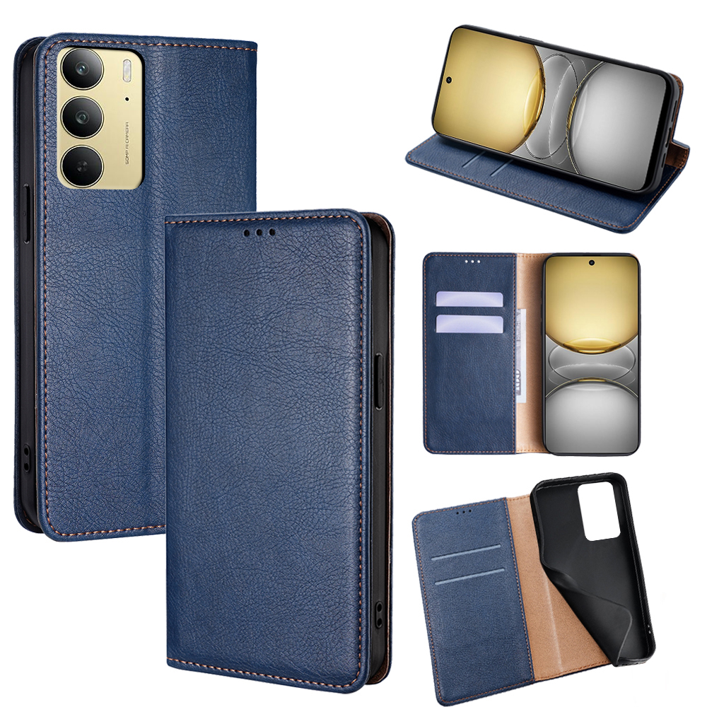 For Realme C75 4G / 14x 5G Case Wallet PU Leather Magnetic Auto-Absorbed Phone Cover - Blue