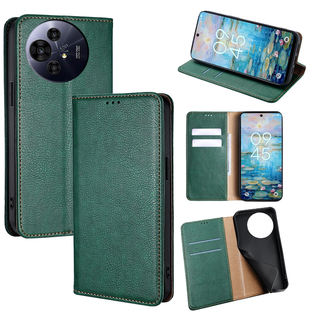 Wallet Case for TCL 50 NxtPaper 5G / 50 Pro NxtPaper 5G PU Leather Magnetic Auto-Absorbed Phone Cover - Green