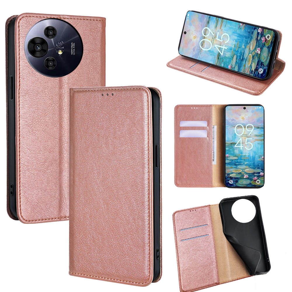 Wallet Case for TCL 50 NxtPaper 5G / 50 Pro NxtPaper 5G PU Leather Magnetic Auto-Absorbed Phone Cover - Rose Gold