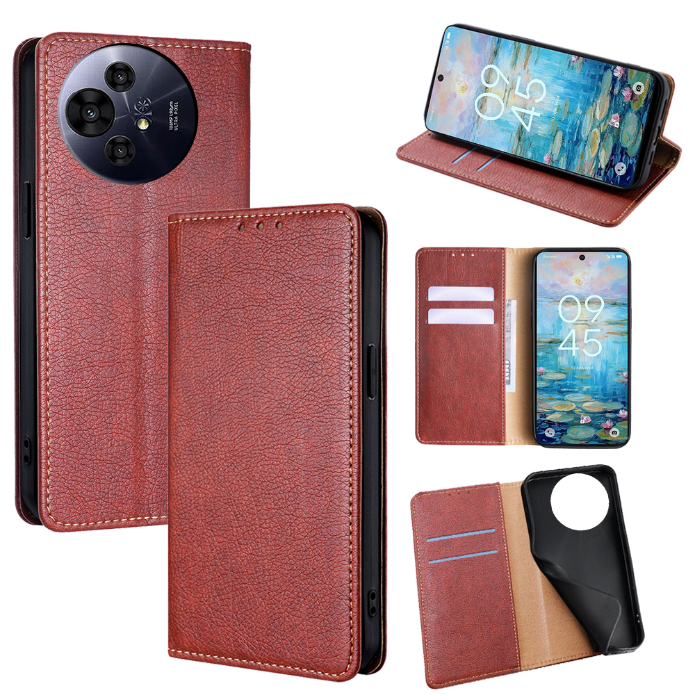 Wallet Case for TCL 50 NxtPaper 5G / 50 Pro NxtPaper 5G PU Leather Magnetic Auto-Absorbed Phone Cover - Brown