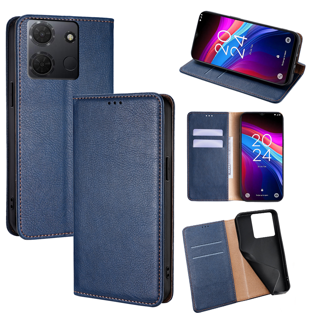 For TCL 503 Case Wallet PU Leather Magnetic Auto-Absorbed Phone Cover - Blue