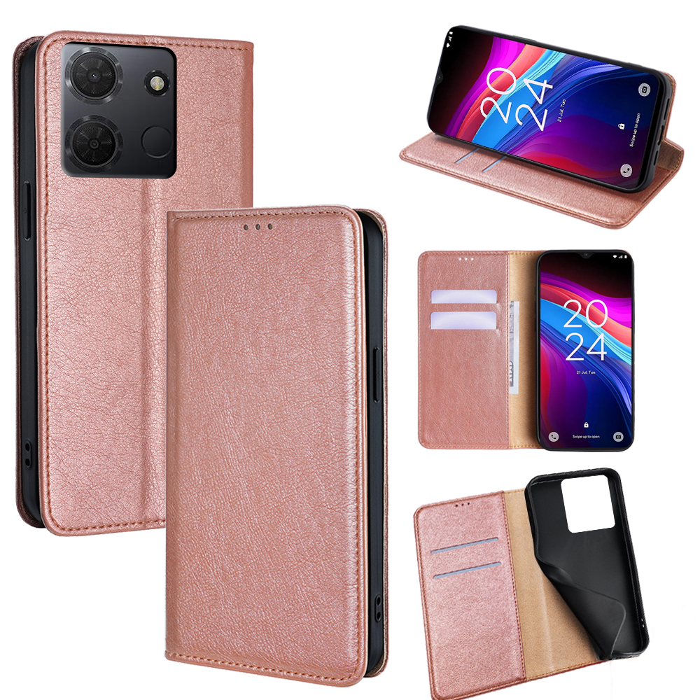 For TCL 503 Case Wallet PU Leather Magnetic Auto-Absorbed Phone Cover - Rose Gold