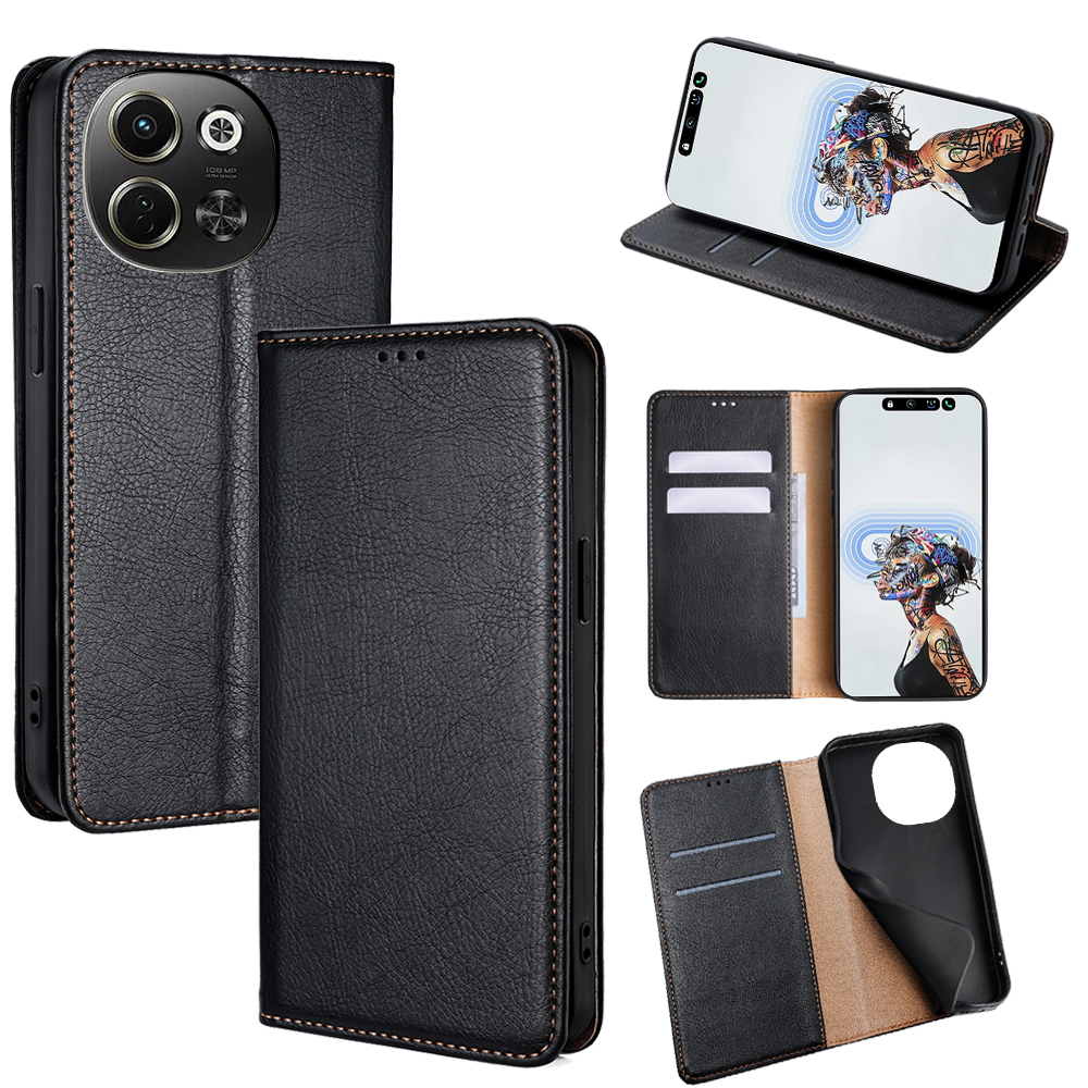 Wallet Case for TECNO Pova 6 Neo 5G / Spark 30 5G PU Leather Magnetic Auto-Absorbed Phone Cover - Black