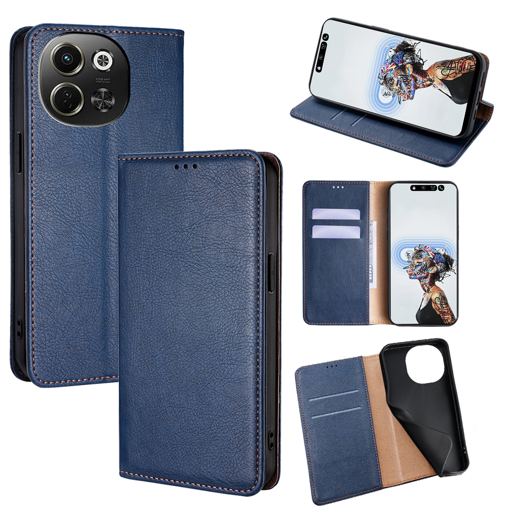Wallet Case for TECNO Pova 6 Neo 5G / Spark 30 5G PU Leather Magnetic Auto-Absorbed Phone Cover - Blue