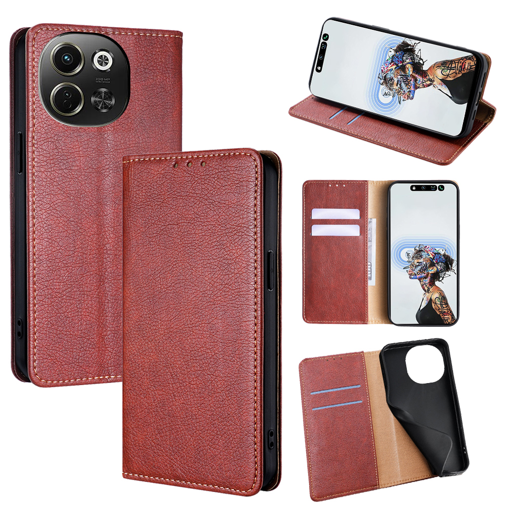 Wallet Case for TECNO Pova 6 Neo 5G / Spark 30 5G PU Leather Magnetic Auto-Absorbed Phone Cover - Brown