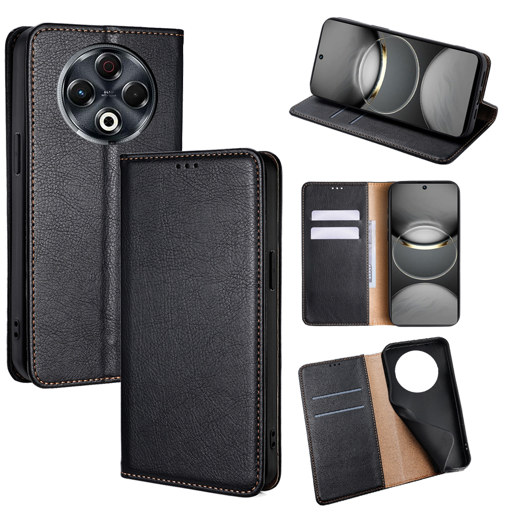 For TECNO Spark 30 4G Case Wallet PU Leather Magnetic Auto-Absorbed Phone Cover - Black